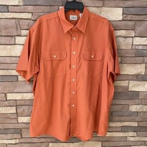 Vintage L.L. Bean Nylon/Polyester Button Down Shirt Short Sleeve Mens XLarge XL
